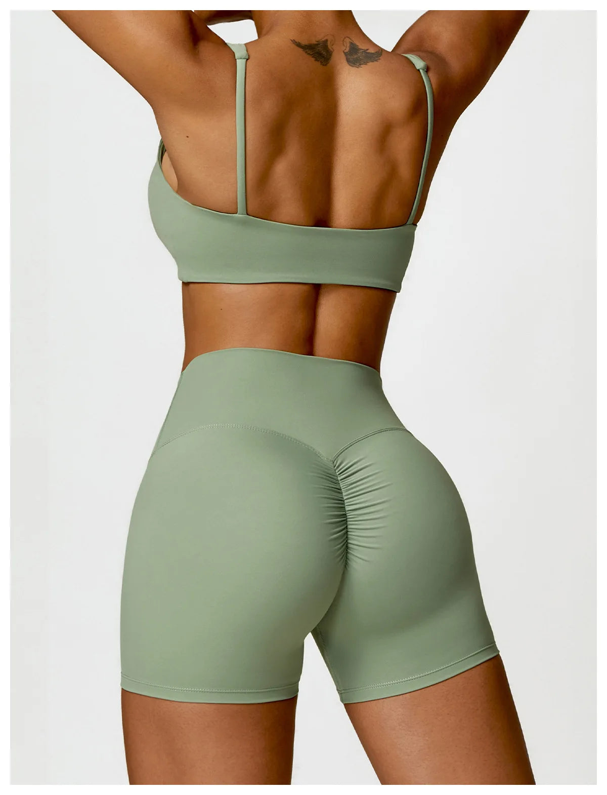 Buttery Soft High Waist Peachy Snatched Shorts With Sleek Tank Crop Top Set