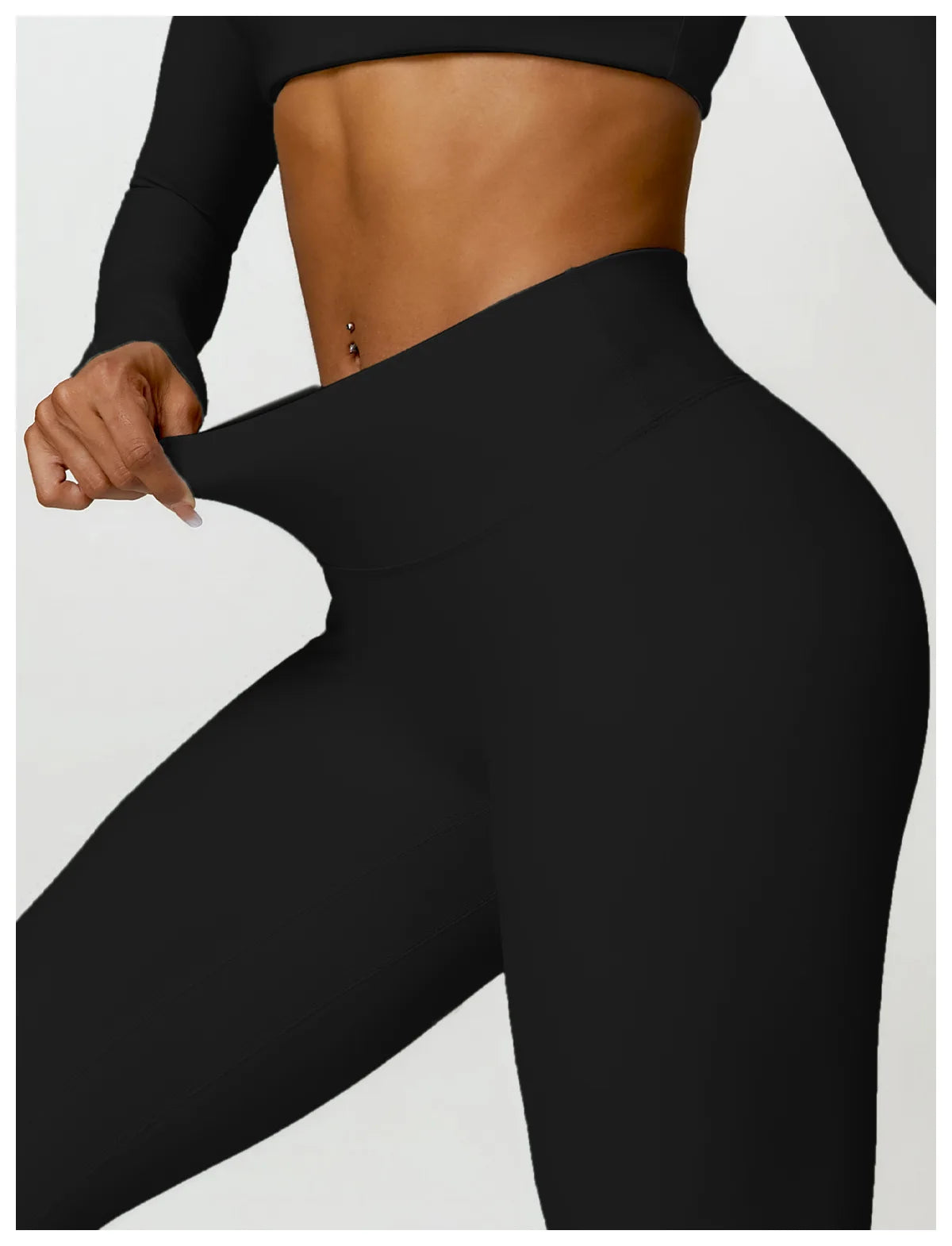 Buttery Soft High Waist Peachy Snatched Bottoms With Sleek long Sleeve Crop Top Set