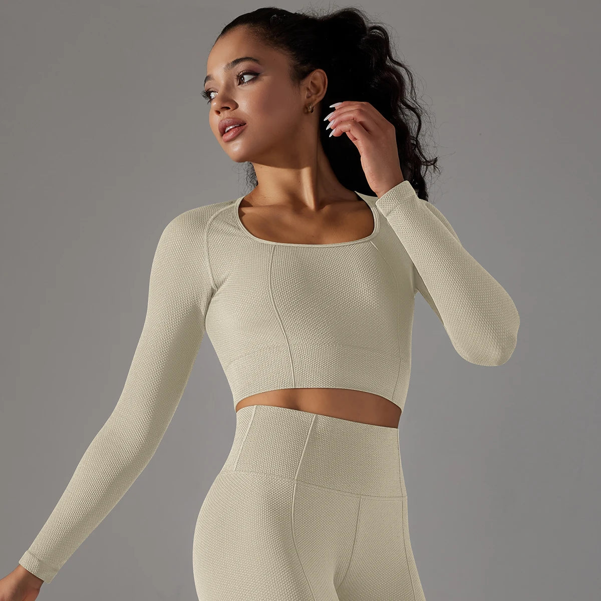 Peachy Fit Compressed Long Sleeve Crop Top