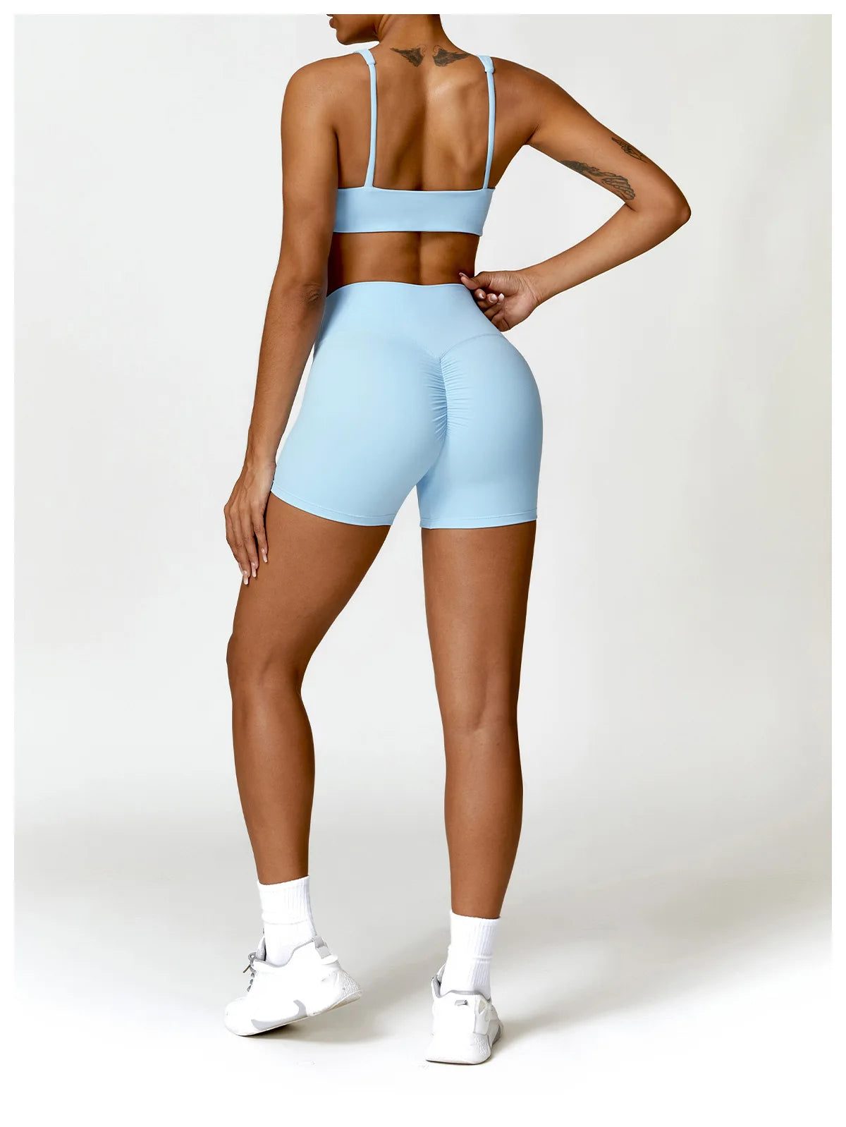 Buttery Soft High Waist Peachy Snatched Shorts With Sleek Tank Crop Top Set