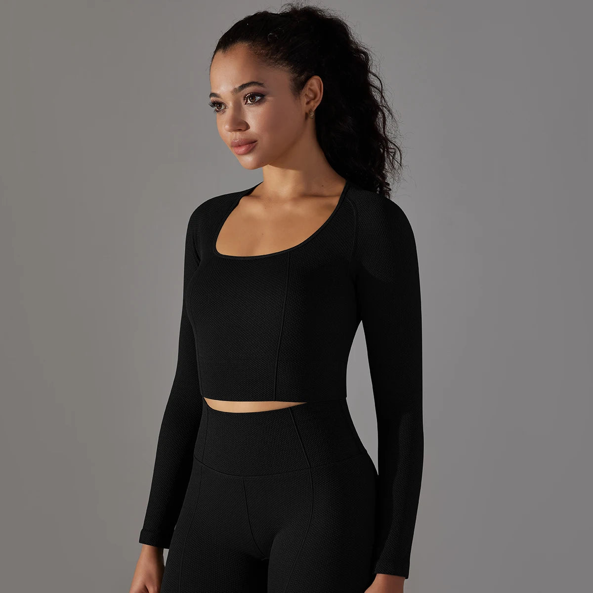 Peachy Fit Compressed Long Sleeve Crop Top