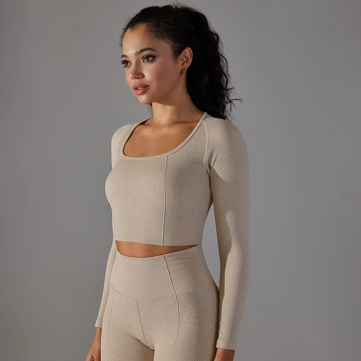 Peachy Fit Compressed Long Sleeve Crop Top