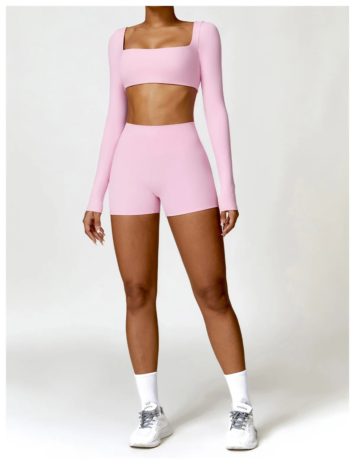 Buttery Soft High Waist Peachy Snatched Shorts With Sleek Tank Crop Top Set