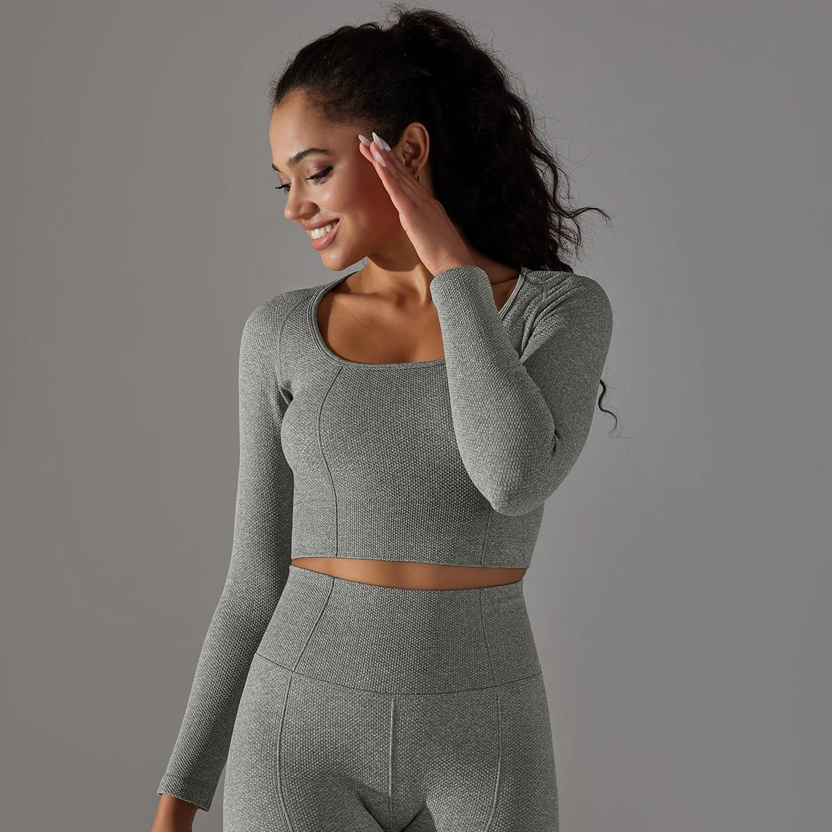 Peachy Fit Compressed Long Sleeve Crop Top