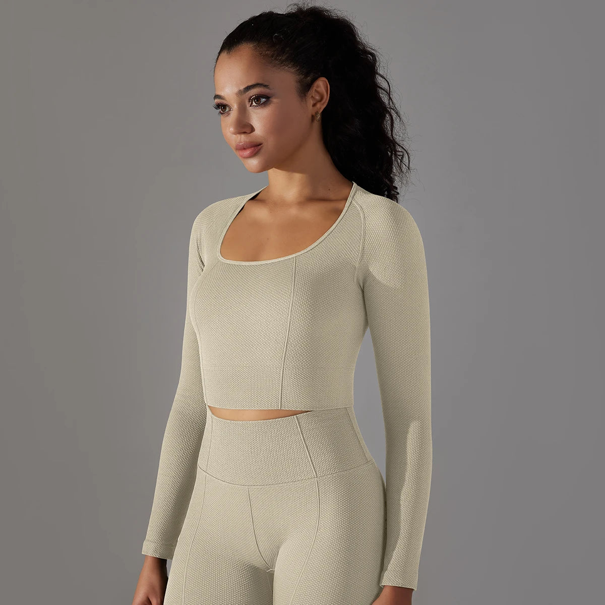 Peachy Fit Compressed Long Sleeve Crop Top