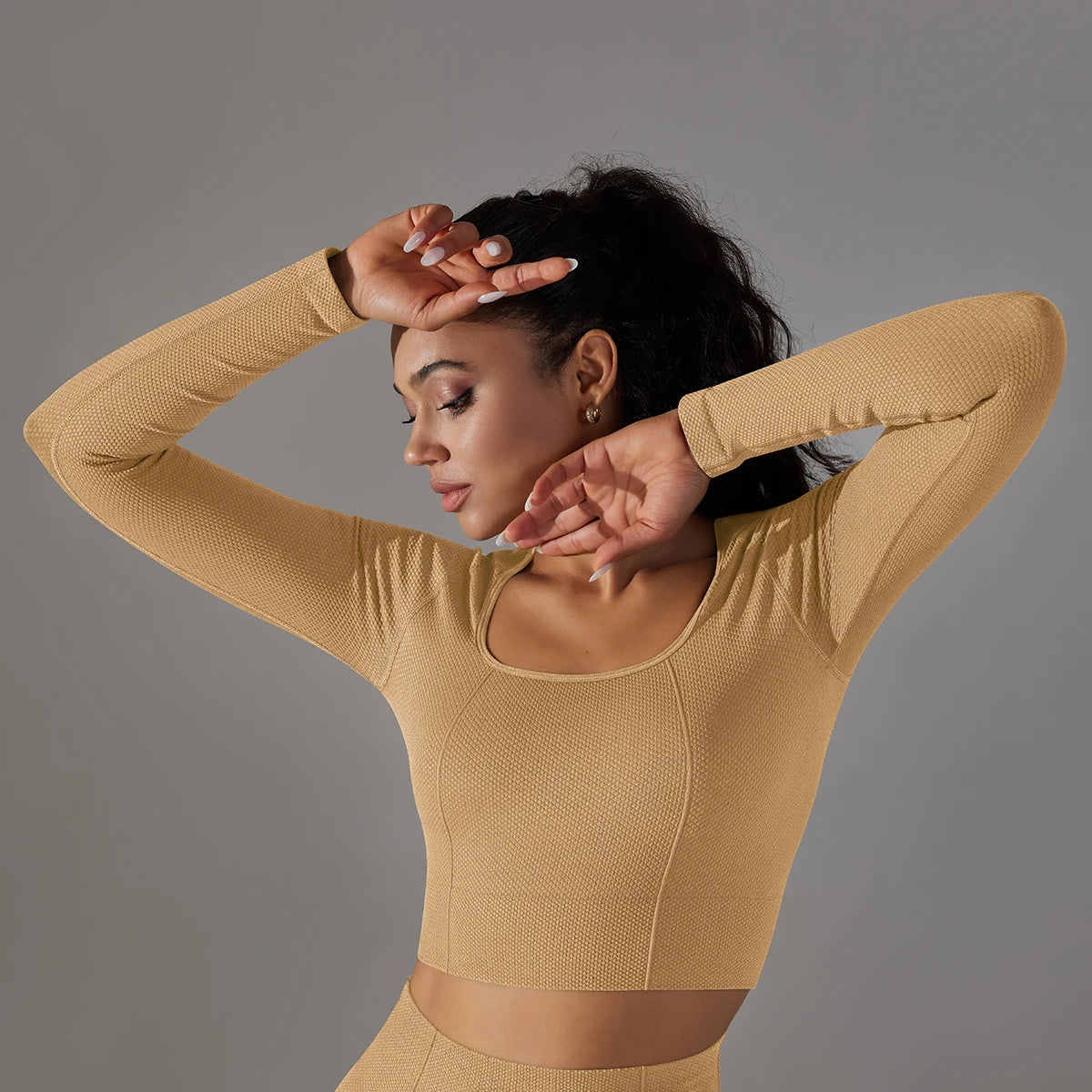 Peachy Fit Compressed Long Sleeve Crop Top