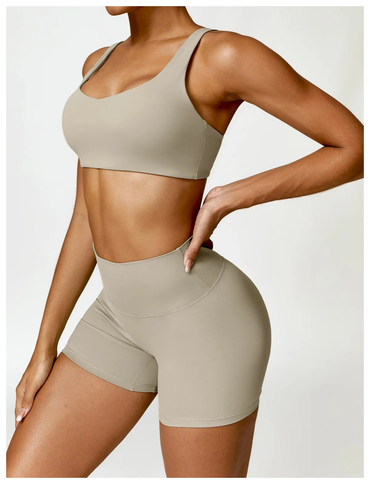 Buttery Soft High Waist Peachy Snatched Shorts With Sleek Tank Crop Top Set