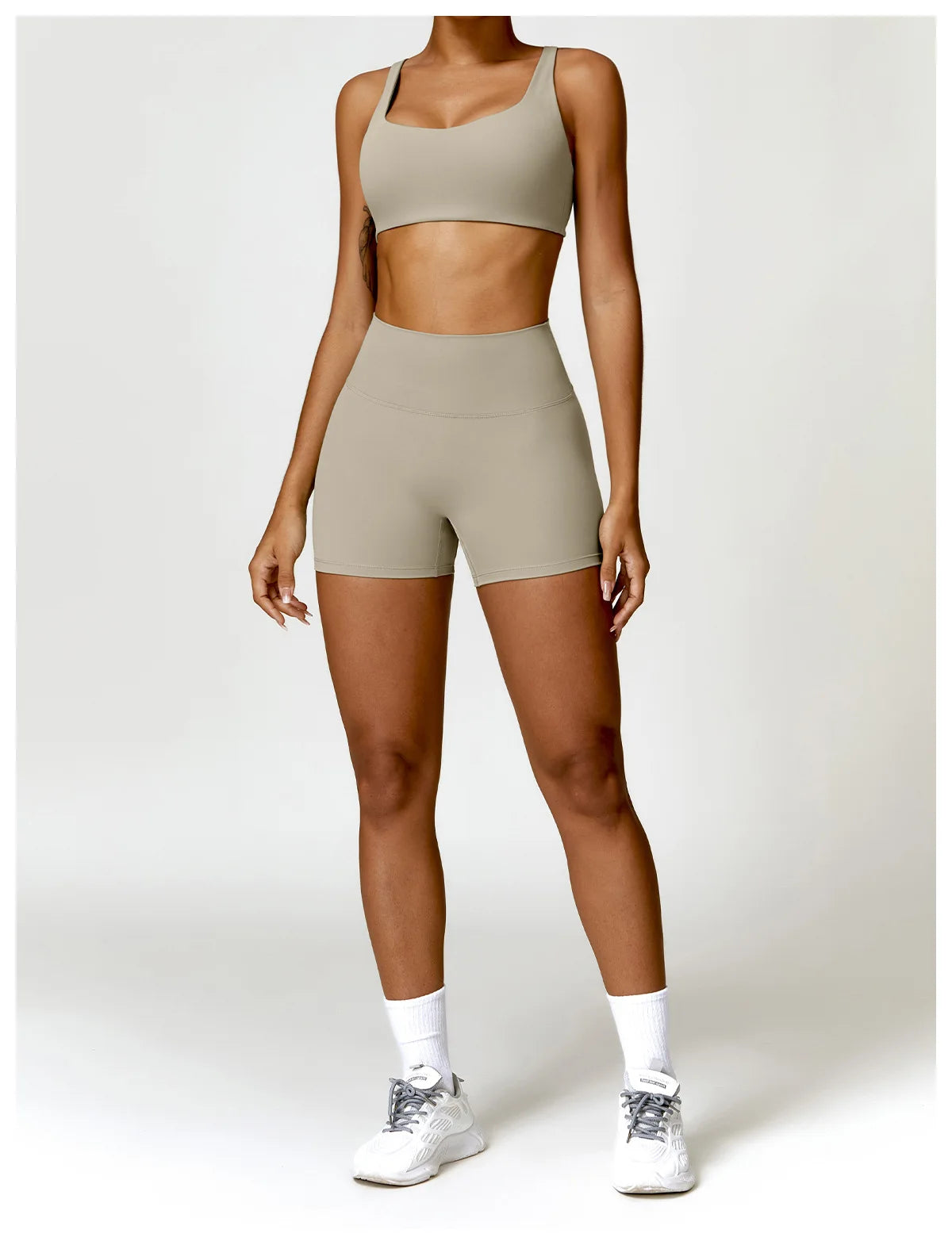 Buttery Soft High Waist Peachy Snatched Shorts With Sleek Tank Crop Top Set