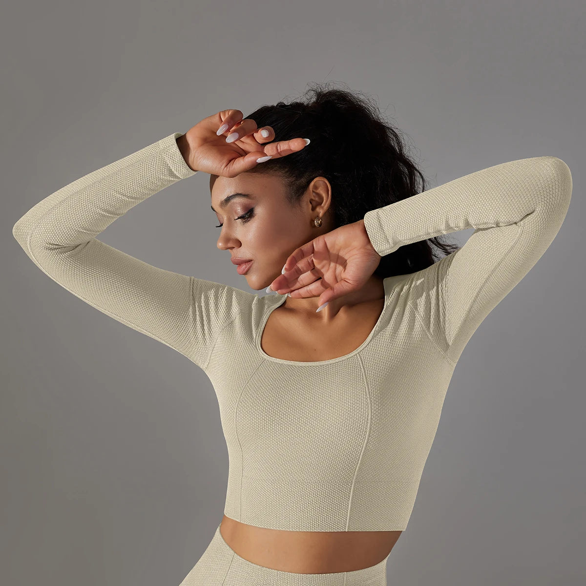 Peachy Fit Compressed Long Sleeve Crop Top