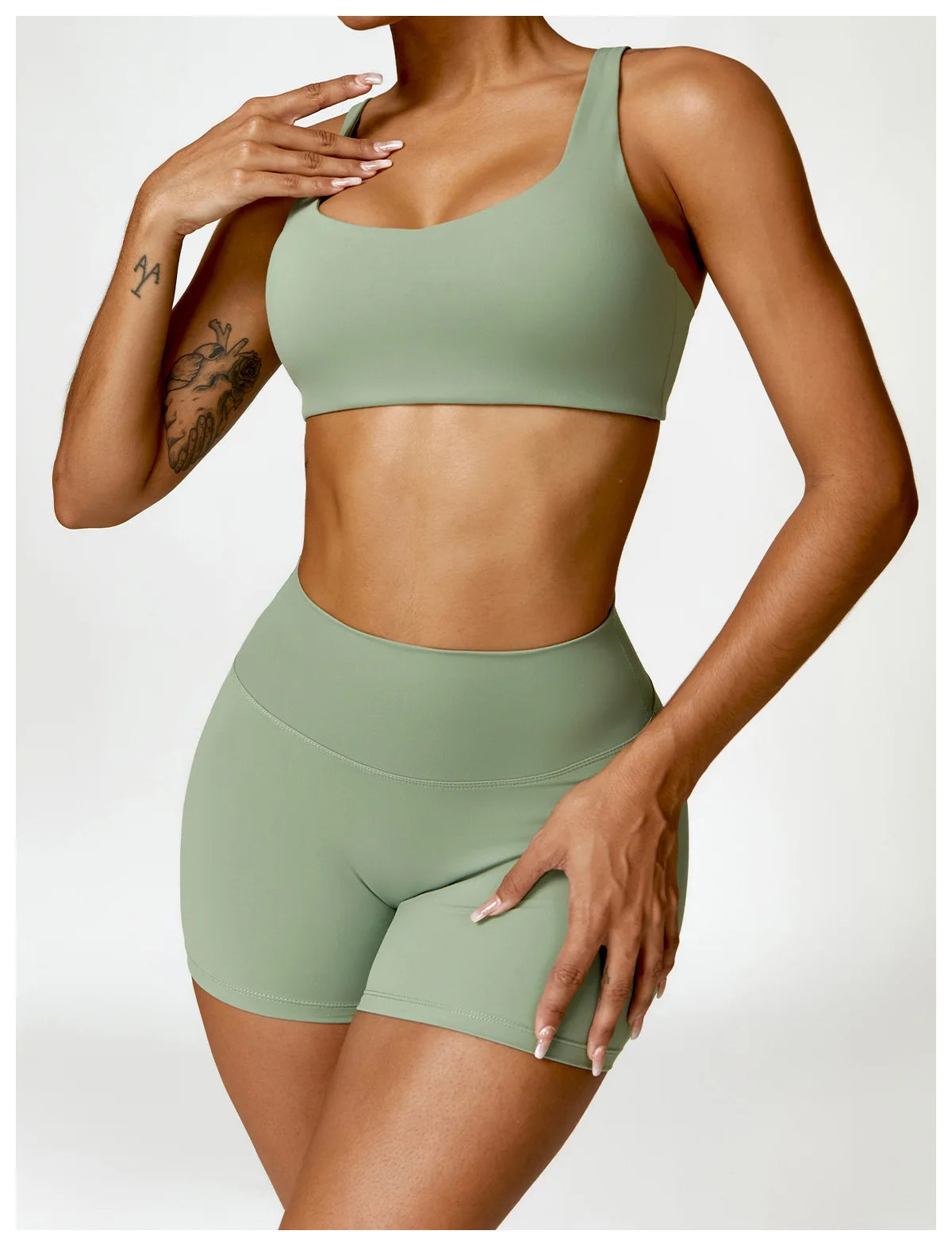 Buttery Soft High Waist Peachy Snatched Shorts With Sleek Tank Crop Top Set