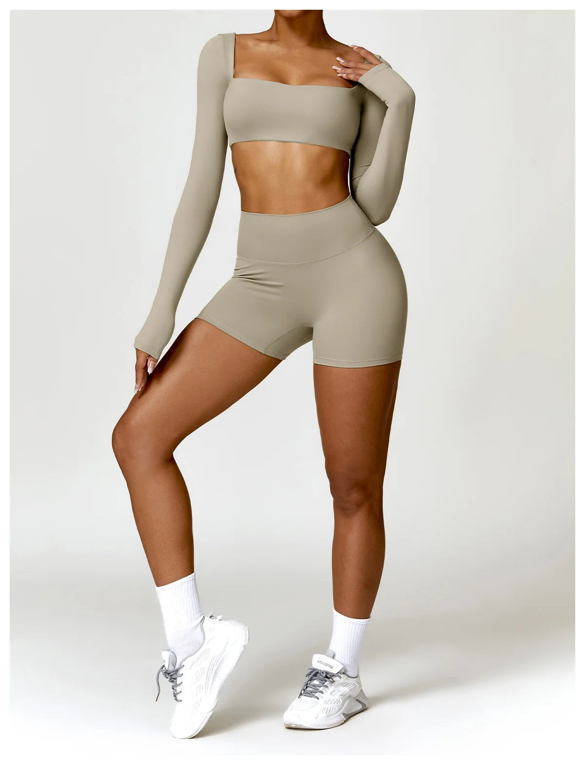 Buttery Soft High Waist Peachy Snatched Shorts With Sleek Tank Crop Top Set