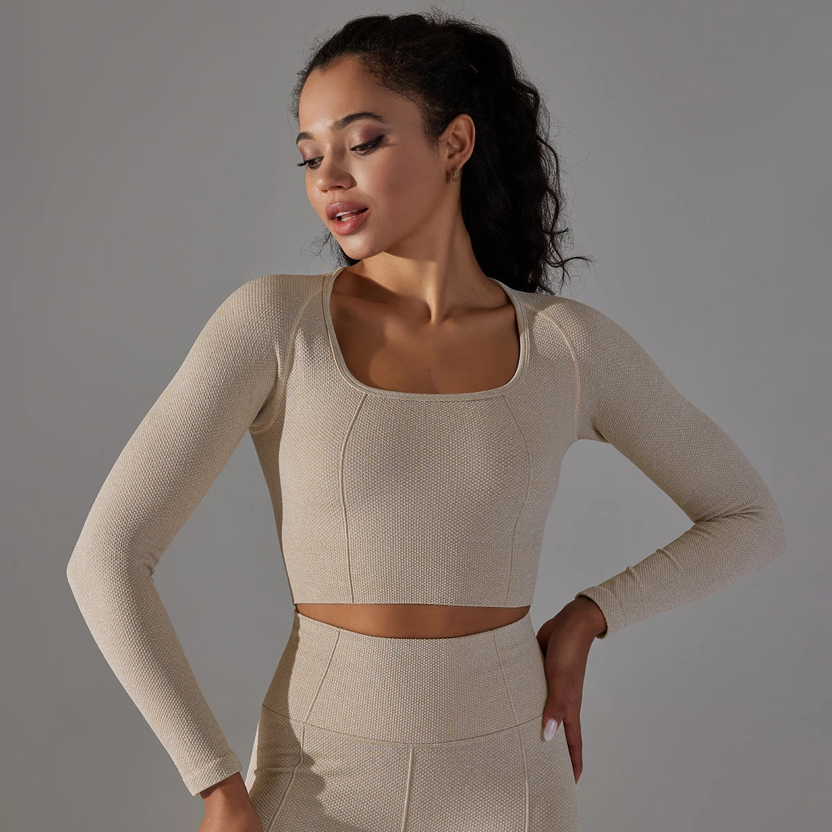 Peachy Fit Compressed Long Sleeve Crop Top