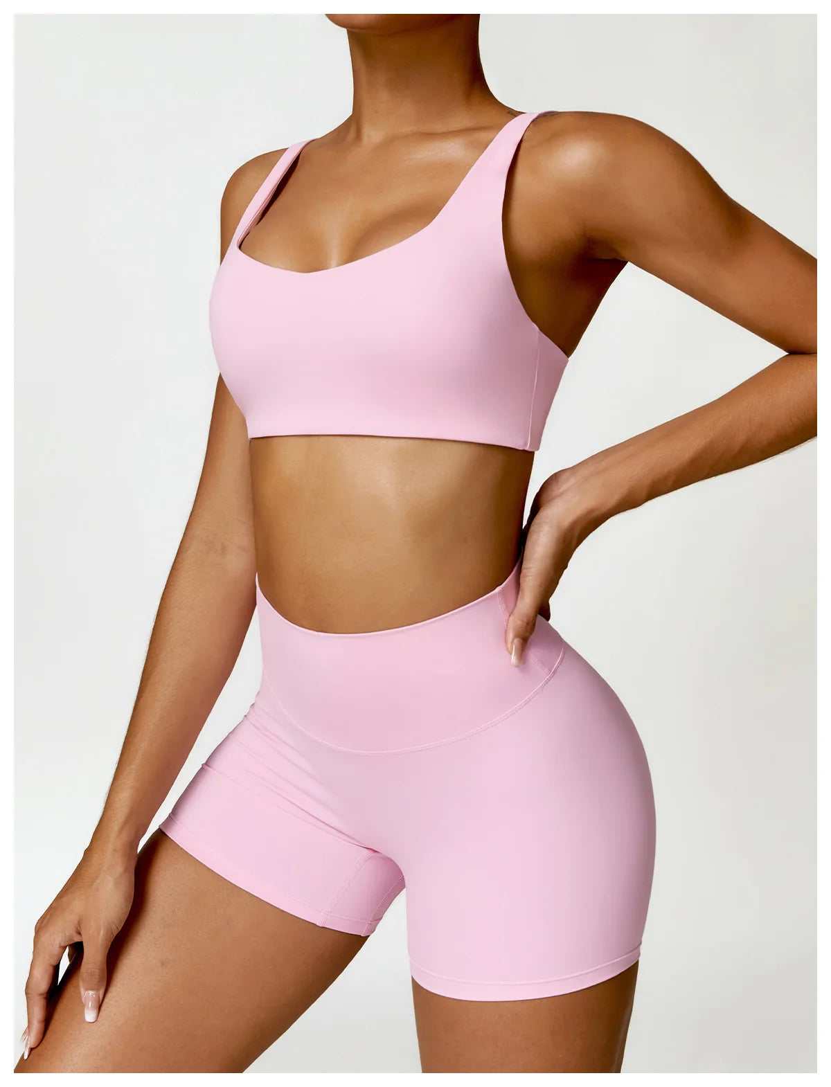 Buttery Soft High Waist Peachy Snatched Shorts With Sleek Tank Crop Top Set