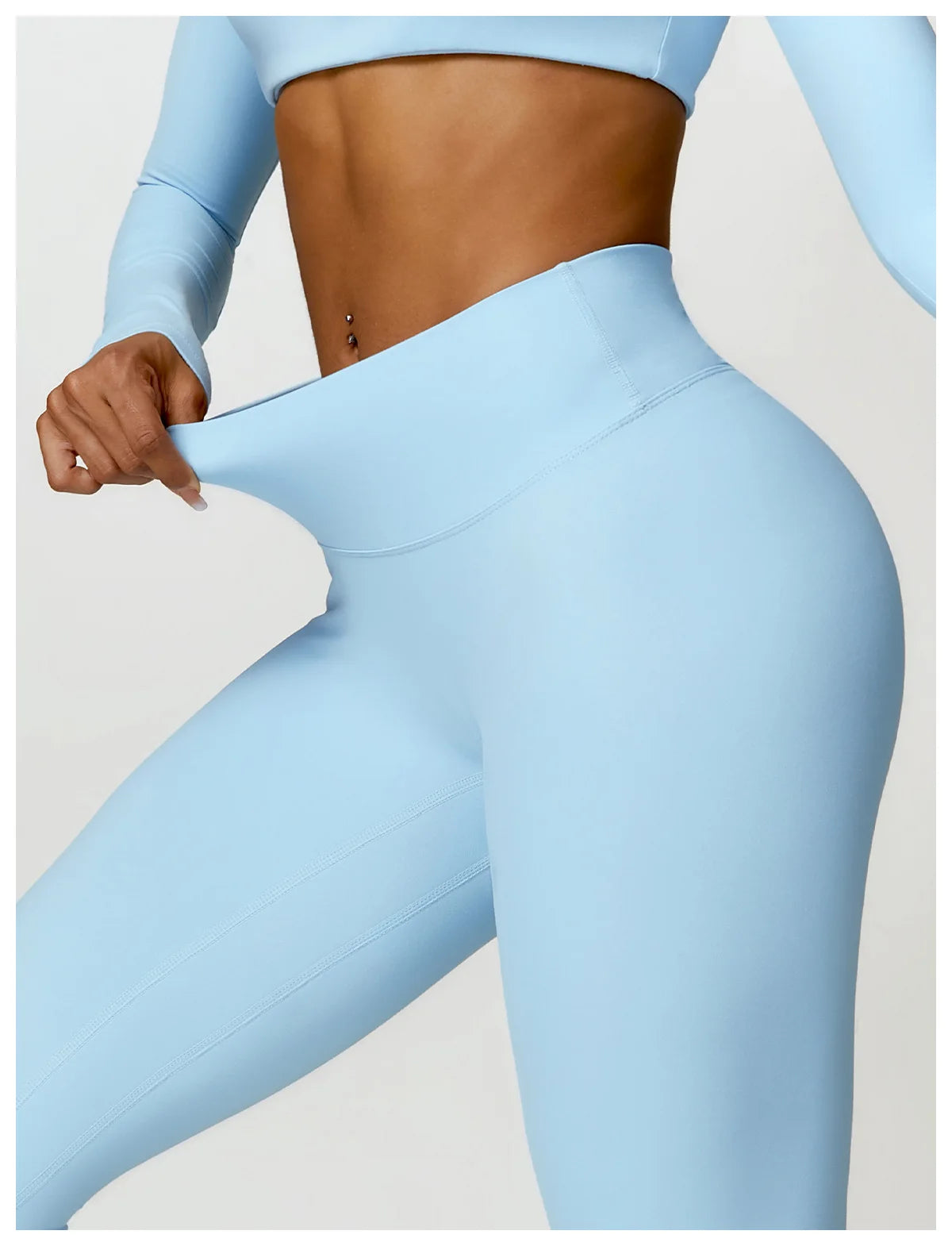 Buttery Soft High Waist Peachy Snatched Bottoms With Sleek long Sleeve Crop Top Set