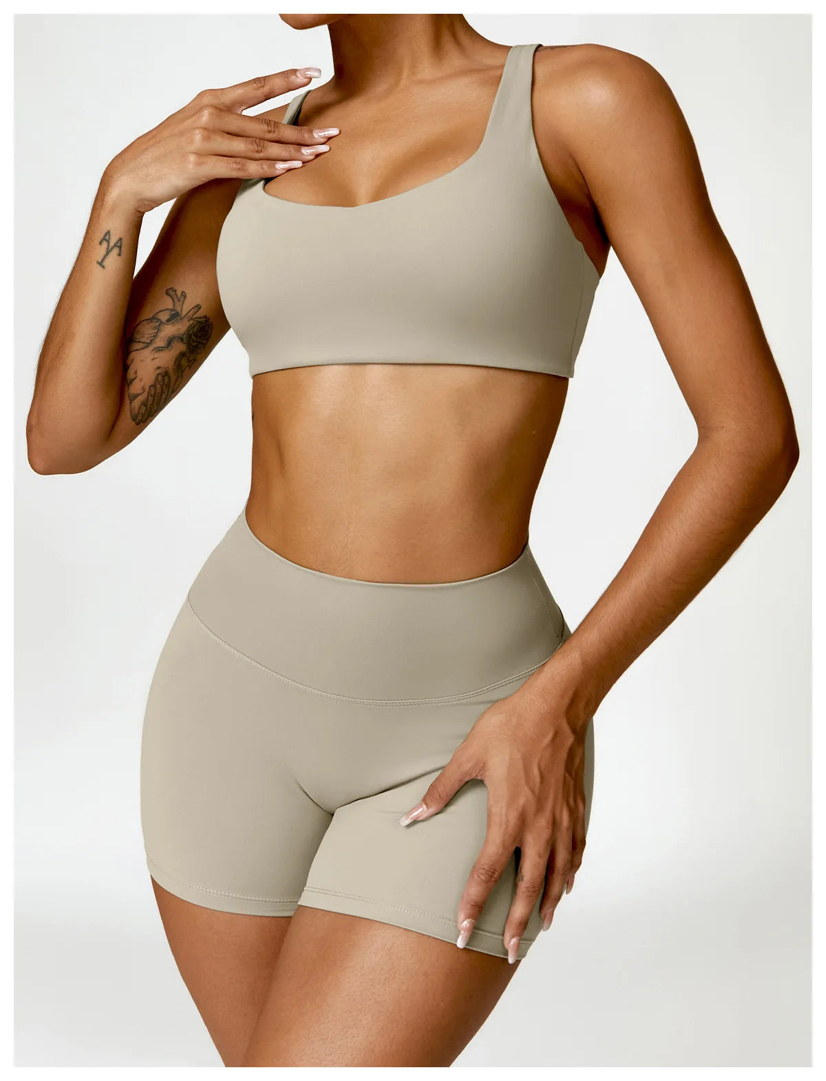 Buttery Soft High Waist Peachy Snatched Shorts With Sleek Tank Crop Top Set