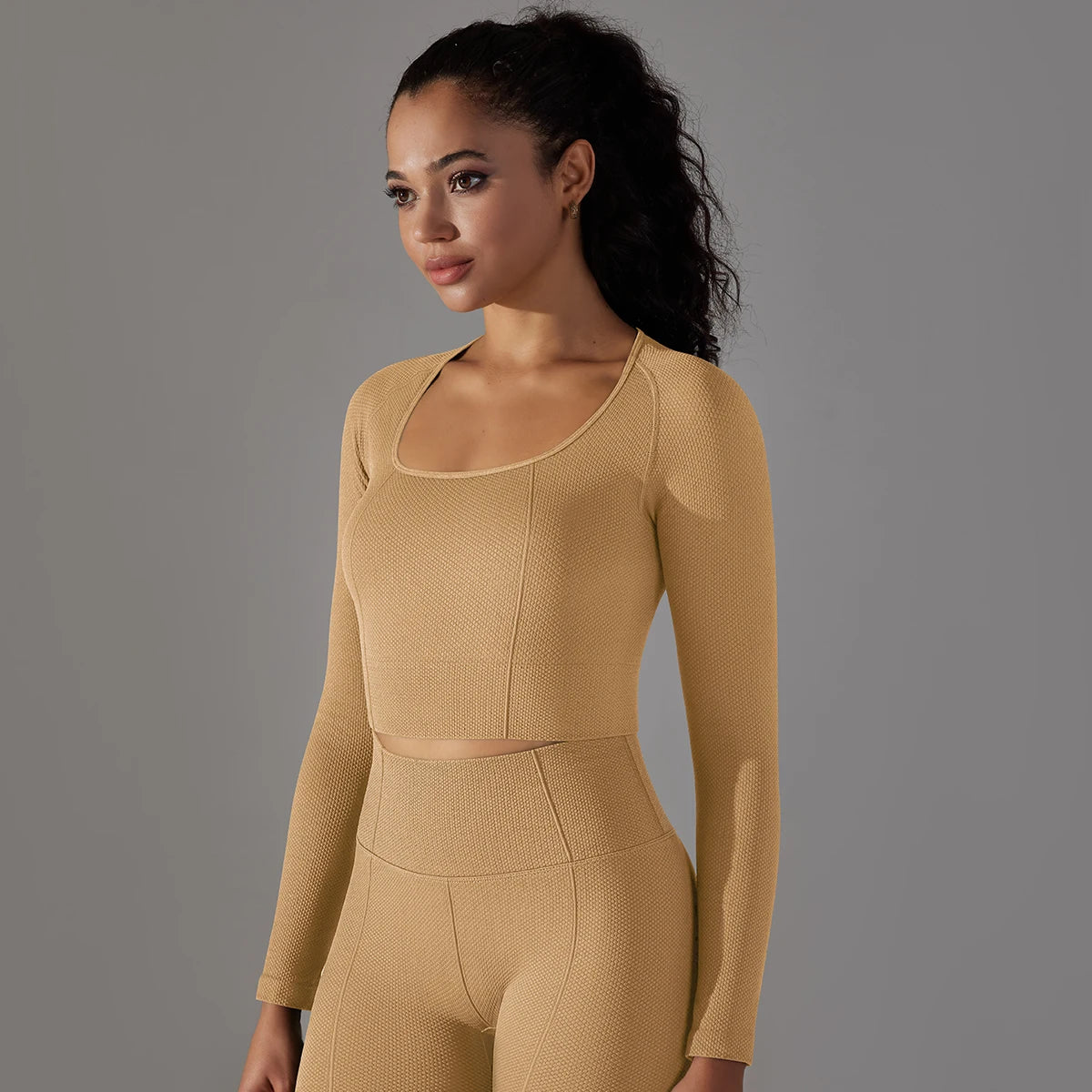 Peachy Fit Compressed Long Sleeve Crop Top