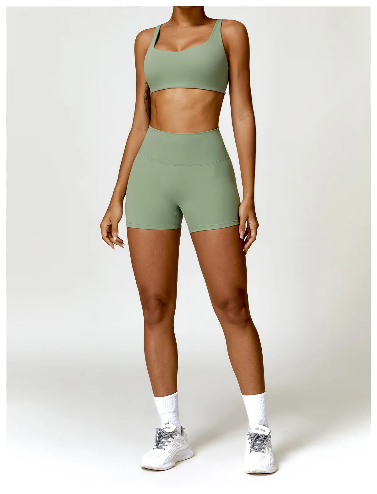 Buttery Soft High Waist Peachy Snatched Shorts With Sleek Tank Crop Top Set