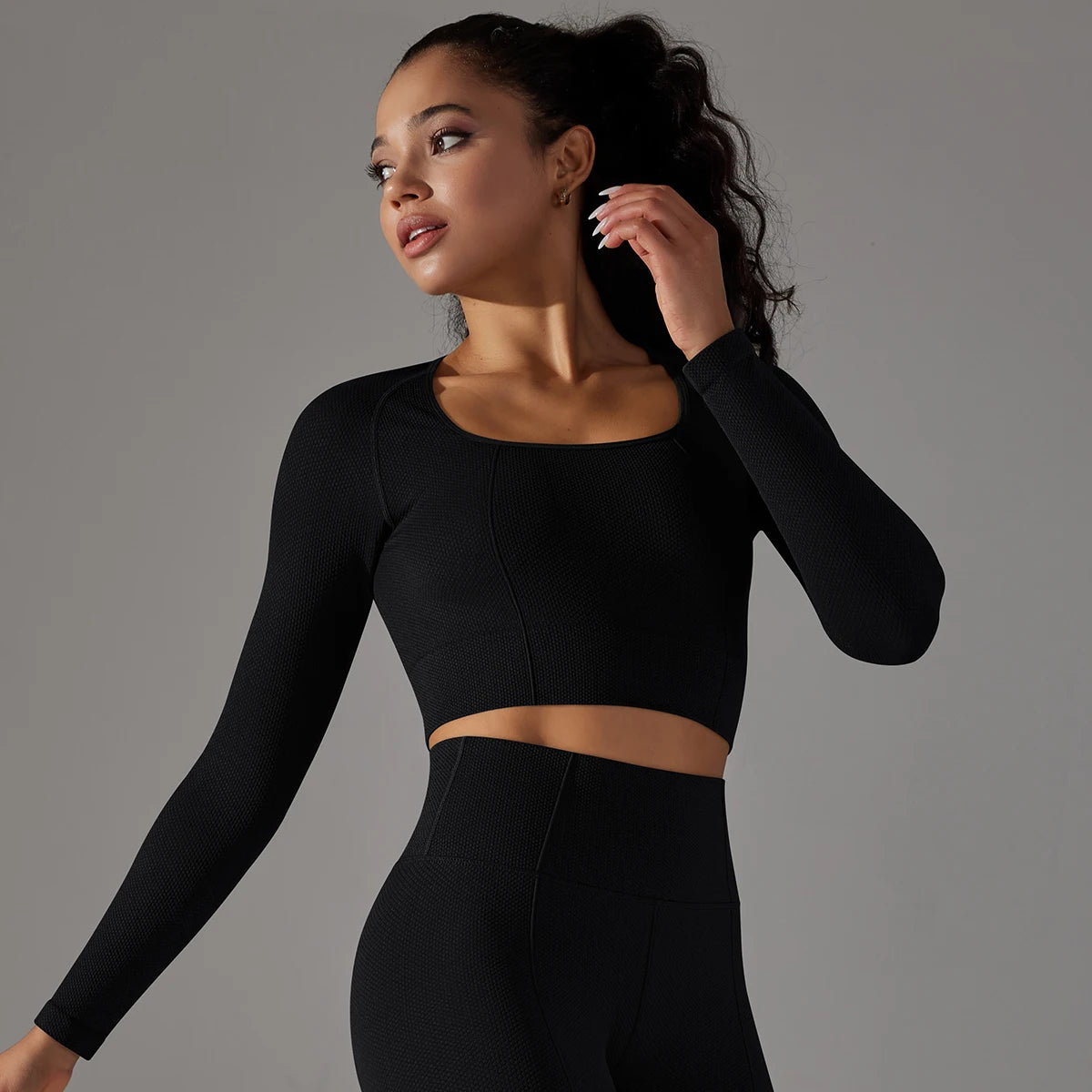 Peachy Fit Compressed Long Sleeve Crop Top