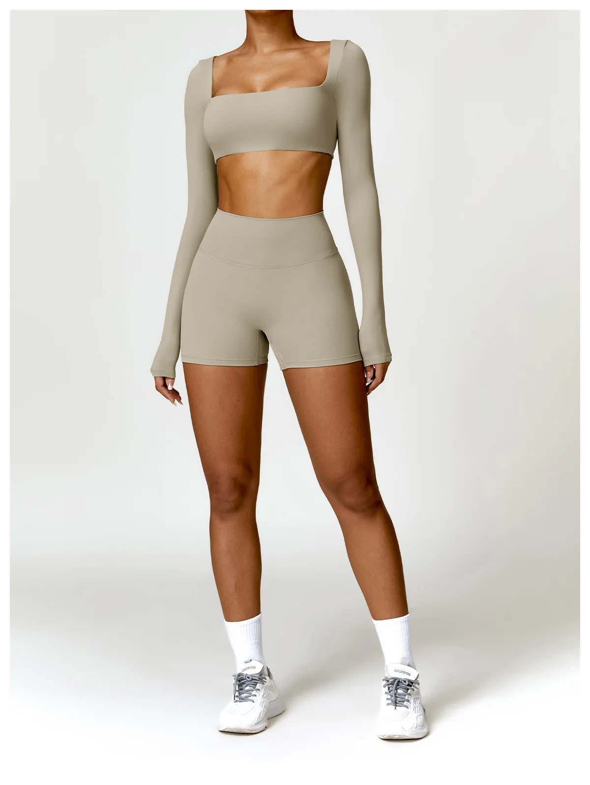 Buttery Soft High Waist Peachy Snatched Shorts With Sleek Tank Crop Top Set